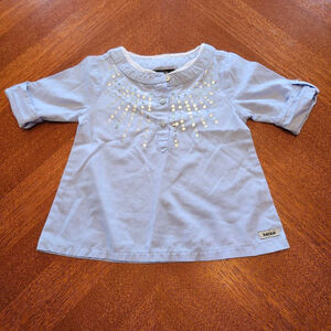 Baby Kensie Blouse 24 Months Light Blue Silver Sequins B1